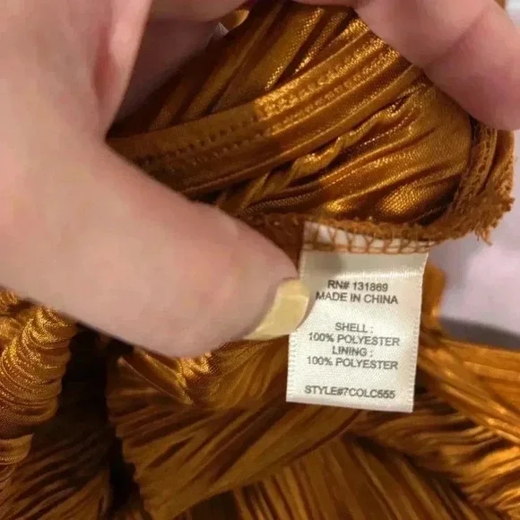 Sincerely Jules Cognac Bronze Plisse Midi Dress Size Medium - Picture 8 of 8